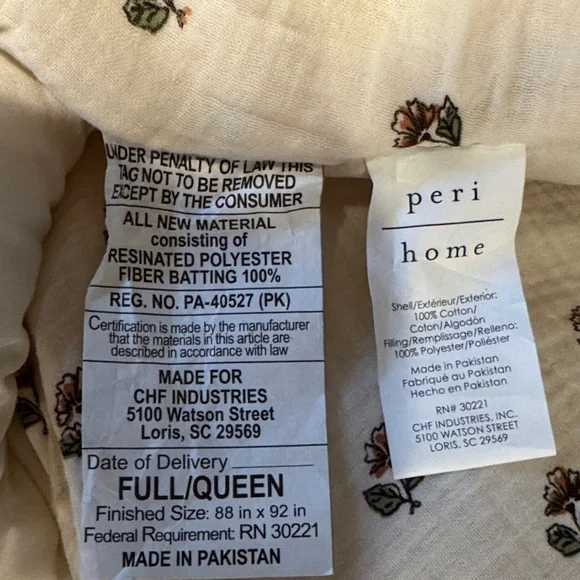 Peri Home gauze Floral Comforter Cream - Picture 4 of 5